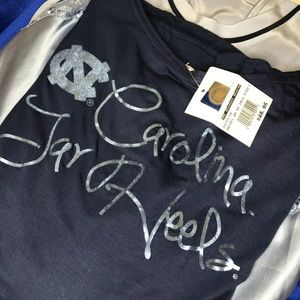 Summit Sportswear Piko Blue Long Sleeve Jersy Knit NCAA UNC Tarheels Top Small